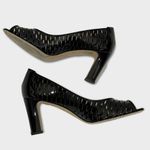 Aquatalia Roxy Cutout Peep Toe Heels - Black Patent Leather - 9.5 Photo 7