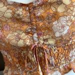 Le lis Floral Smocked Shirred Crop Top Size Medium Photo 5