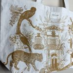Sézane Sezane Cotton Cream Jungle Canvas Shoulder Tote Bag Exotic Animal Print Photo 2