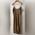 OZMA Silk Noil Slip Dress in Olive size Large Green Photo 5