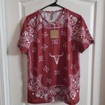 Noracora Women’s Western Print Tshirt NWT Sz L. 5025 Red Size L Photo 0