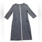 Boden Sarah Blue and White Jacquard 3/4 Sleeve sheath dress Size 8 Photo 3