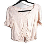 Source Unknown Coquette Milkmaid Crop Top Ruched V Neck Pastel‎ Pink Ditsy Floral Flirty Sz S Photo 0