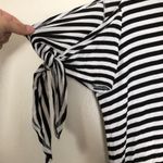 Cha Cha Vente Black White Striped Open Cold Shoulder Tie Sleeve Shirt Blouse Top Size L Photo 5