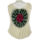 Vila Milano Womens Crochet Open Knit Sweater‎ XS/S Green Photo 2