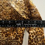 Kasper  Silk Leopard Print Button Down Blouse Petite Size 6 Small Gold Brown Photo 7