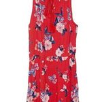 Cupcakes and Cashmere Cupcake and Cashmere crepe coral red floral ruffled tassel tie sun dress size L Photo 8