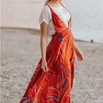 Free People A Thousand Kisses Maxi Red Medium Layered 90s Jumper Dress Photo 2