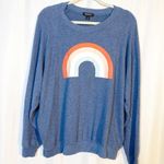 Wildfox Over The Rainbow Baggy Beach Jumper Freedom Sommers Crew Sweatshirt Blue Photo 1