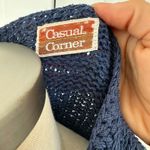 Vintage Casual Corner Blue Knit V Neck Short Sleeve Top Pullover XS/S Photo 2