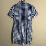 Theory Mayvine Dillon Plaid Linen Mini Shirt Dress Women 4 Blue White Preppy NWT Photo 12