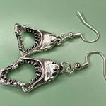 Silver Tone Shark Bite Earrings Photo 2