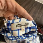 Diane Von Furstenberg  Tailored Pencil Skirt Blue & Ivory Roddick Check Size 6 Photo 2