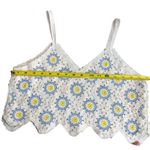 Wowo Women’s Size S Crochet Granny Square Tank Top White Yellow Blue Cottagecore Photo 3