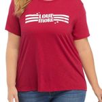 True Craft  womens size 0X plus size boxy crew neck graphic t-shirt merlot color Photo 8