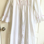 Vintage Barbizon Nightgown Size Large 70s Prairie Western Embroidered Lace White Photo 0
