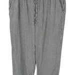 Old Navy  Beachy Lightweight Wide Leg‎ Linen Pants Womens Large Gray White Stripe Photo 0