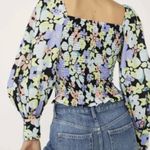 Free People  Purple and Yellow Smocked Bishop Sleeve Blouse Photo 2