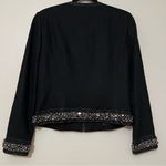 Peter Nygard Peter Nygård Embellished Black Wool-Blend Beaded Open Front Jacket - Size 10 Photo 4