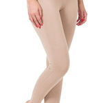 Zenana Women's Wide Waistband High Rise Full Length Leggings Beige Small Photo 0