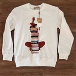 Book Reader Girl Pullover Sweatshirt White Size M Photo 0