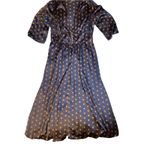 Free People   Alexa Duster  Floral Print V Neck Button Front size Satin size L Photo 1