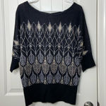White House | Black Market NWOT White House Black‎ Market women’s shimmery metallic knit black sweater M Photo 0