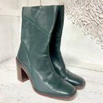 Franco Sarto Stevie Leather Block Heel Mid Shaft Boots English Green Womens US 8 Photo 2