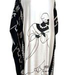 27. Vintage Y2K Lady Scoop Neck Tassel Kaftan Beach Cover Up 1X Black W… White Photo 9