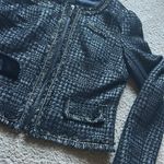 Apt. 9  Women's Charcoal Tweed Shimmer Blazer with Fringe Photo 2