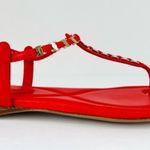 Salvatore Ferragamo Tahiti Embellished Coral Leather Thong Logo Flat Sandals 7.5 Photo 3