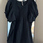 Free People  Black Puff Sleeve Tunic Blouse Photo 0