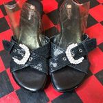 White Mountain  Black Wedge Buckle Sandals Size 9 Photo 0