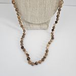 Jasper Bead Oatmeal Disp. Crystal Long necklace Brown Photo 3