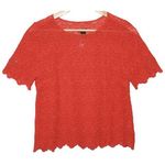 J.Crew Womens Orange Red Scalloped Lace Short Sleeve Shirt Blouse Top Size Small Photo 0