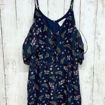 Everly Romper Women Size M Off Shoulder Mini V Neck Blue Floral Summer Casual Photo 0