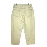 Miou Muse Women’s Jeans Size XL Ivory Stitched Washed Denim Fray Bottom Cuffed Photo 1