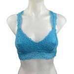 Aerie Blue Eyelet Floral Lace Crochet Racerback Bralette Bra Top Size S Photo 0