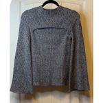 Jessica Simpson Women XS Gray Ribbed Cutout Mock Neck Long Bell Sleeve Sweater # Photo 1