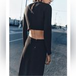 ZARA NWT  CUTOUT GOLD ACCENT MIDI BLACK DRESS SIZE S Photo 3