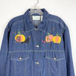 Quacker Factory Medium Denim Jacket Jean Fall Autumn Scarecrow Pumpkin 1582 Photo 2