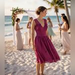 Tracy Reese  - 100% Silk trim Magenta Silk Pleated Mesh Shoulder Dress Sz 6 Photo 1