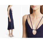 Misha Veronika Strappy Stretch Metallic Midi Dress Nightshade Blue Womens Size 4 Photo 3