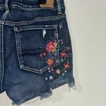American Eagle  Outfitters Dark Blue Jean Shorts with Floral Embroidery Photo 2