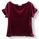Wi & Co Velvet Holiday Plush Burgundy Blouse Photo 0