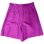 Max Mara Weekend Fuchsia Plum Purple Pleated Linen Blend Bermuda Shorts size 8 Photo 3