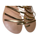 Cupid Gold Strappy Gladiator Sandals Women's Size 8.5 Flat Zip Up Photo 2