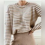 Splendid x Cella Jane Striped Front Seam Sweater new without tags. Size L brown Photo 4