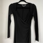 Norma Kamali  Black Long Sleeve Faux Wrap Mini Dress Womens XS Jersey Bodycon Photo 1