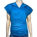 Akris Punto Bergdorf Goodman Women’s Size 10 Blue Cotton Stretch Top Blouse Photo 2